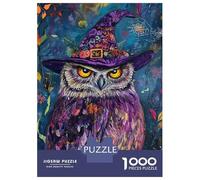 Jigsaws for Adults1000 Pieces Witch Owl Halloween Art Jigsaw Puzzle Relaxing Games Birthday Present Deal As Gifts for The Whole Family 70x50cm/1000pcs