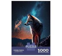 Jigsaws for Adults1000 Pieces Wolf Under The Milky Way Adult Jigsaw Puzzle Brain Teaser Game Enhance Memory Stress Reduction Gifts 38x26cm/1000pcs