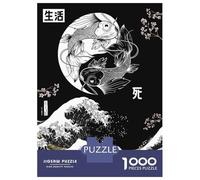 Jigsaws for Adults1000 Pieces Yin Yang Koi Fish Big Wave Jigsaw for Adults Brain Teaser Game Staycation Kill Time for Birthday, Chrismas 70x50cm/1000pcs