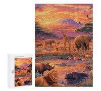 Jigsaws for Adults300 PCS African Safari Sunset Jigsaw Puzzles for Adults For Family Fun Challenging To Complete Learning Educational Toys 300 PCS