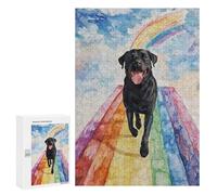 Jigsaws for Adults300 PCS Black Lab Rainbow Bridge Jigsaw for Adults Toy Wall Decor Presents for Women Help The Brain Exercise 300 PCS