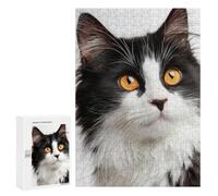 Jigsaws for Adults300 PCS Black & White Fluffy Cat-2 Jigsaw Puzzles for Adults Staycation Kill Time Help The Brain Exercise Family Fun & Game Night 300 PCS