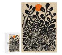 Jigsaws for Adults300 PCS Botanical Illustration with Orange Sun Jigsaws for Adults Brain Teaser Game Analysis And Logic Stress Reduction Gifts 300 PCS