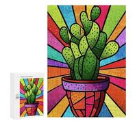 Jigsaws for Adults300 PCS Colorful Cactus Art Print Jigsaw Puzzles for Adults Staycation Kill Time Help The Brain Exercise Family Fun & Game Night 300 PCS