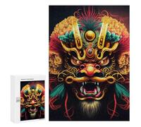 Jigsaws for Adults300 PCS Colorful Chinese Lion Dance Mask Jigsaws for Adults Brain Teaser Game Analysis And Logic Stress Reduction Gifts 300 PCS