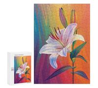 Jigsaws for Adults300 PCS Colorful Lily Flower Art Print Jigsaw Puzzles for Adults For Family Fun Challenging To Complete Learning Educational Toys 300 PCS