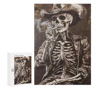 Jigsaws for Adults300 PCS Cowboy Skeleton Smoking Jigsaw Puzzles for Adults For Family Fun Challenging To Complete Learning Educational Toys 300 PCS