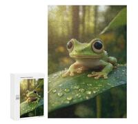 Jigsaws for Adults300 PCS Cute Green Frog on Leaf Adult Jigsaw Puzzle DIY Toys Precision Cutting Deal As Gifts for The Whole Family 300 PCS