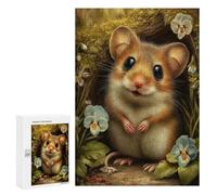 Jigsaws for Adults300 PCS Cute Mouse in A Floral Setting Jigsaw Puzzle Brain Teaser Game Analysis And Logic Deal As Gifts for The Whole Family 300 PCS