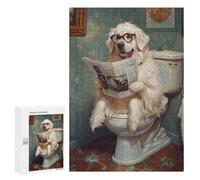 Jigsaws for Adults300 PCS Dog Reading Newspaper on Toilet-38 Jigsaw Puzzles for Adults Staycation Kill Time Help The Brain Exercise Family Fun & Game Night 300 PCS