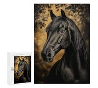 Jigsaws for Adults300 PCS Elegant Black Horse Portrait Jigsaw Puzzle Brain Teaser Game Analysis And Logic Deal As Gifts for The Whole Family 300 PCS