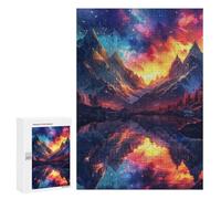 Jigsaws for Adults300 PCS Galactic Reflections Mountain Lake Sunset Jigsaw Puzzles for Adults Staycation Kill Time Help The Brain Exercise Family Fun & Game Night 300 PCS