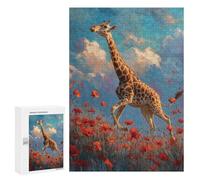 Jigsaws for Adults300 PCS Giraffe in Poppy Field-1 Jigsaw Puzzles for Adults Staycation Kill Time Help The Brain Exercise Family Fun & Game Night 300 PCS