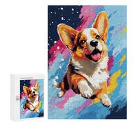 Jigsaws for Adults300 PCS Happy Corgi Painting Jigsaw Puzzles for Adults Staycation Kill Time Help The Brain Exercise Family Fun & Game Night 300 PCS