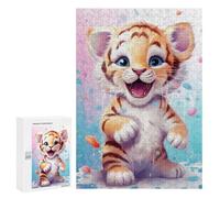Jigsaws for Adults300 PCS Happy Little Milky Tiger Jigsaws for Adults Brain Teaser Game Analysis And Logic Stress Reduction Gifts 300 PCS