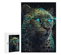 Jigsaws for Adults300 PCS Leopard with Glasses Art Print Jigsaws for Adults Brain Teaser Game Analysis And Logic Stress Reduction Gifts 300 PCS