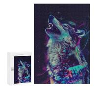 Jigsaws for Adults300 PCS Neon Glitch Wolf Jigsaw for Adults Toy Wall Decor Presents for Women Help The Brain Exercise 300 PCS