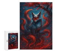 Jigsaws for Adults300 PCS Nine-tailed Fox in Red And Blue Jigsaws for Adults Brain Teaser Game Analysis And Logic Stress Reduction Gifts 300 PCS