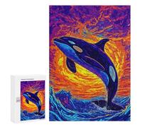 Jigsaws for Adults300 PCS Orca Breaching Vibrant Ocean Art Jigsaws for Adults Brain Teaser Game Analysis And Logic Stress Reduction Gifts 300 PCS