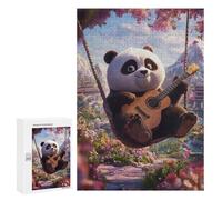 Jigsaws for Adults300 PCS Panda Playing Guitar Jigsaw for Adults Toy Wall Decor Presents for Women Help The Brain Exercise 300 PCS