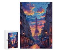 Jigsaws for Adults300 PCS Paris Sunset Street Scene Jigsaw Puzzles for Adults Staycation Kill Time Help The Brain Exercise Family Fun & Game Night 300 PCS