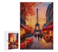 Jigsaws for Adults300 PCS Parisian Café Sunset Jigsaw Puzzles for Adults For Family Fun Challenging To Complete Learning Educational Toys 300 PCS