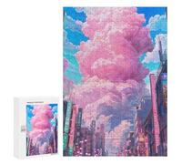 Jigsaws for Adults300 PCS Pink Cloud Cityscape Jigsaw Puzzles for Adults Staycation Kill Time Help The Brain Exercise Family Fun & Game Night 300 PCS