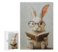 Jigsaws for Adults300 PCS Rabbit Reading Book Painting Jigsaw Puzzles for Adults For Family Fun Challenging To Complete Learning Educational Toys 300 PCS