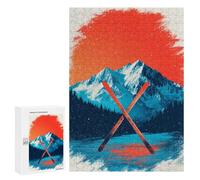 Jigsaws for Adults300 PCS Snowy Mountain Ski Adventure -2 Jigsaw Puzzles for Adults Staycation Kill Time Help The Brain Exercise Family Fun & Game Night 300 PCS