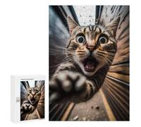 Jigsaws for Adults300 PCS Surprised Cat's Close-Up Jigsaw for Adults Toy Wall Decor Presents for Women Help The Brain Exercise 300 PCS