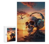 Jigsaws for Adults300 PCS Surreal Sunset Music Skull Teenagers Puzzles Hands-on Game Presents for Women Unique Birthday And Gifts 300 PCS