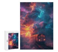 Jigsaws for Adults300 PCS Train Journey Through Cosmic Skies Jigsaw Puzzles for Adults Staycation Kill Time Help The Brain Exercise Family Fun & Game Night 300 PCS
