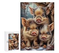 Jigsaws for Adults300 PCS Wild Boar Piglets in Winter Scene Jigsaw Puzzle Brain Teaser Game Analysis And Logic Deal As Gifts for The Whole Family 300 PCS