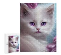Jigsaws for Adults500 PCS Adorable White Cat Artwork Jigsaw for Adults Toy Wall Decor Presents for Women Help The Brain Exercise 500 PCS