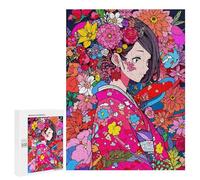 Jigsaws for Adults500 PCS Anime Kimono Girl Flower Jigsaw for Adults Toy Wall Decor Presents for Women Help The Brain Exercise 500 PCS