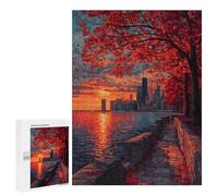 Jigsaws for Adults500 PCS Autumn Sunset in City-2 Jigsaw Puzzles for Adults Staycation Kill Time Help The Brain Exercise Family Fun & Game Night 500 PCS