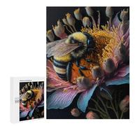 Jigsaws for Adults500 PCS Bee on Passion Flower Jigsaw Puzzles for Adults Staycation Kill Time Help The Brain Exercise Family Fun & Game Night 500 PCS