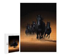 Jigsaws for Adults500 PCS Black Horses Running Jigsaw Puzzle Brain Teaser Game Analysis And Logic Deal As Gifts for The Whole Family 500 PCS