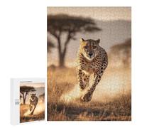 Jigsaws for Adults500 PCS Cheetah Running in Savannah Jigsaw Puzzles for Adults Staycation Kill Time Help The Brain Exercise Family Fun & Game Night 500 PCS