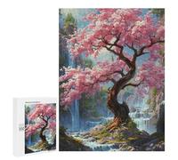 Jigsaws for Adults500 PCS Cherry Blossom Waterfall Landscape-1 Jigsaw Puzzles for Adults Staycation Kill Time Help The Brain Exercise Family Fun & Game Night 500 PCS
