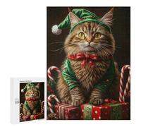 Jigsaws for Adults500 PCS Christmas Cat Elf Costume-1 Jigsaw Puzzles for Adults For Family Fun Challenging To Complete Learning Educational Toys 500 PCS