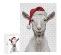Jigsaws for Adults500 PCS Christmas Goat Wearing Santa Hat Jigsaw for Adults Toy Wall Decor Presents for Women Help The Brain Exercise 500 PCS