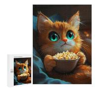 Jigsaws for Adults500 PCS Cute Cat Watching Movie Jigsaw for Adults Toy Wall Decor Presents for Women Help The Brain Exercise 500 PCS