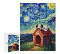 Jigsaws for Adults500 PCS Dog Sleeping on Doghouse, Starry Night Jigsaws for Adults Brain Teaser Game Analysis And Logic Stress Reduction Gifts 500 PCS
