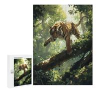 Jigsaws for Adults500 PCS Dynamic Tiger in Jungle Jigsaw for Adults Toy Wall Decor Presents for Women Help The Brain Exercise 500 PCS