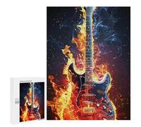 Jigsaws for Adults500 PCS Electric Guitar with Fire Effect Jigsaw Puzzles for Adults Staycation Kill Time Help The Brain Exercise Family Fun & Game Night 500 PCS