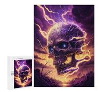 Jigsaws for Adults500 PCS Electric Storm Skull Artwork -1 Jigsaws for Adults Brain Teaser Game Analysis And Logic Stress Reduction Gifts 500 PCS