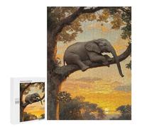Jigsaws for Adults500 PCS Elephant in Tree at Sunset Jigsaw for Adults Toy Wall Decor Presents for Women Help The Brain Exercise 500 PCS