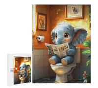 Jigsaws for Adults500 PCS Elephant Reading on Toilet Funny Jigsaw for Adults Toy Wall Decor Presents for Women Help The Brain Exercise 500 PCS