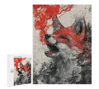 Jigsaws for Adults500 PCS Fiery Wolf Roaring Art Print Jigsaw Puzzles for Adults For Family Fun Challenging To Complete Learning Educational Toys 500 PCS